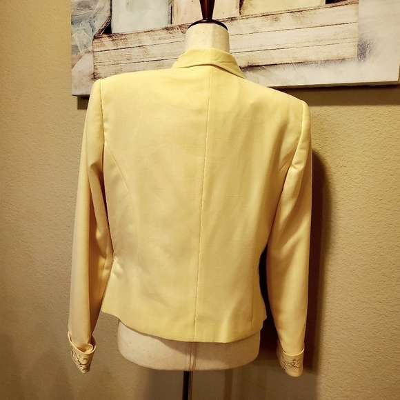 MORGAN MILLER | Vintage Light Yellow Embroidered Cutout Jacket sz 12 - Picture 7 of 8